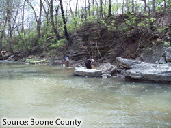 People collecting sample at Hinkson Creek
